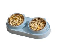 Cat Food And Water Bowl Set, 33x17x5cm Double Cat Bowl Stainless Steel, Kitten Raised Feeding Bowls, Food Or Water Bowls For Dogs And Cats With Non-Spill Base, Double Puppy Foods Feeder