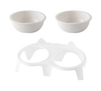 Cat Food And Water Bowl Set Cute - Ceramic Material, Anti Vomiting Design, Elevated Tilted Bowls, Orthopedic Pet-Friendly | for Indoor Cats Small Medium Dogs Feeding Station Kitchen Dining Table Home
