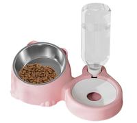 Cat Food and Water Bowl Set, Food and Water Bowls for Cats, Tilted Cat Bowl for Indoor Cats, Stainless Steel Cat Feeding Bowl and Automatic Large Capacity Water Dispenser