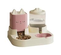 Cat Food and Water Dispenser Set, Pet Feeder and, Double Bowls with Automatic Drinking Bottle(Pink)