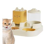 Cat Food and Water Dispenser Set, Pet Feeder and, Double Bowls with Automatic Drinking Bottle(Yellow)