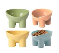 Cat Food Bowl - 4x Raised Cat Organizer | Lightweight Elephant Leg Cat Dishes, Raised Cat Feeding Bowls, Keeper Food Bowl, Dog Feeder Incl