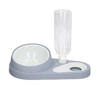 Cat Food Bowl, Gravity Water and Bowl Tilted Raised Feeding Bowls 15 Degree Pet Set Ceramic Automatic Relieves Neck Pressurefor Kit Small Dog (Grayish Blue)