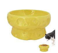 Cat Food Bowl - Light Bowl for Cats | Non-Slip Ceramic Raised Cheese Shape for Puppies Dry and Wet Food Home Kitchen Dogs