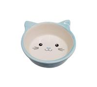 cat food bowl Polka 300 ml ceramic cream/blue