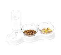 Cat Food Bowls, 15 Degree Tilted Non-Slip Dispenser, Cat Bowls with Whisker Water Dispenser - for Small, Medium and Large Kittens, All Breeds, Dogs, Holiday, Night, Indoors, Daily