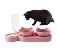 Cat Food Bowls | 15° Inclined Dog Dishes with Automatic Water Dispenser Bottle - 500 ml Water Bottle, Pet Feeding Bowl for Cats and Dogs Puppy Kittens Rabbits