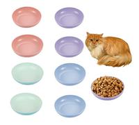 Cat Food Bowls Low Sided Whisker Stress Free Multi-Coloured 8Pcs Wide