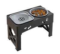 Cat Food Dispenser and Water Fountain, Adjustable Bowl Stand with Anti-Glutton Bowl - Anti-Spill Dispenser for Food and Water Suitable for Puppies and Pets