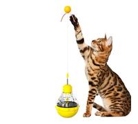 Cat Food Dispenser Toy,Cat Treat Toy with LED Light and Teaser Wand - Kitten Enrichment Toys, Interactive Ball Cat Puzzle Feeder for Indoor Cats