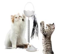 Cat Food Dispensing Ball,Cat Leaky Food Toy with Feather and Light - Cat Slow Feeder Ball, Cat Treat Puzzle, Funny Interactive Catnip Toys for Playtime Hunting