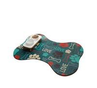 Cat Food Mat 1pc Bone-Shaped Quick-Dry Pet Feeding Mat With Non-Slip Rubber Backing - Stain-Resistant Mud Dog Cat Bowl Placemat(Color 7,30x50cm)