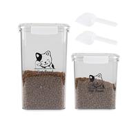 Cat Food Storage Container 2 Pack With Clip Lock Lid, Four Locks and Spoon - Airtight Pet Food Storage for 3 Pounds, Keeps Food Fresher