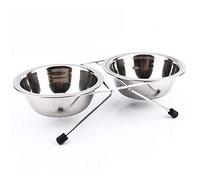 Cat Food Water Bowl Set, Double Twin Stainless Steel Dog Bowl with Iron Stand Elevated Puppy Bowls for Small Medium Dogs Cats Puppies