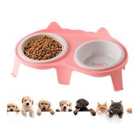 Cat Food Water Bowl Set Elevated - 400g Ceramic Material, Tilted Design, Non-Slip Stand, Easy-to-Clean For surfacs | Indoor Cats Kittens Feeding Mealtime Water Food Dish For Pet Bowls Home Use