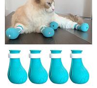 Cat Foot Cover, Adjustable Multifunctional Kitten Foot Cover Comfortable Silicone for Bathing for Kittens (Blue)