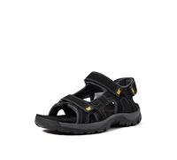 CAT Footwear - Giles Sandals for Men, Made from Full-Grain Leather, Durable, Cushioning Moulded EVA Sockliner, Adjustable Straps, Great for Summer and Outdoor Adventures - Black - 11
