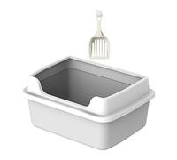 ＡＷＨＡＯ Cat for Indoor Cats Open Top Cat Anti Splashing High Sided Kitten Open Top Pet Litter Tray for Small Pets, Gray M 38x29x18.5cm