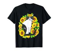 Cat for Women Sunflower Floral Flower with Cat Aesthetic T-Shirt