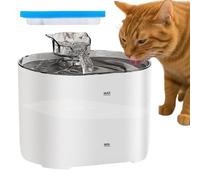 Cat Fountain, 2.2 L Drinking Water Dispenser with Multilayer Filtration, Drinking Fountain with Flowing Water Bowl for Pets, for Indoors, Kittens, Puppies, Small Pets, Dogs, Travel, Short Trips and Au