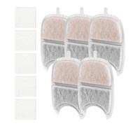 Cat Fountain Filter - 5X Replacement Filters with Sponges for Water Fountain - Triple Filter System for Stainless Steel Water Dispenser 4L
