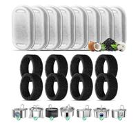 Cat Fountain Filter, 8-Pack Replacement Filter For 108oz/3.2L Stainless Steel Cat Fountain, 8 Pieces Carbon Filter And 8 Pieces Foam Filter Triple Filtration Filter For 67oz/2L Drinking Fountain