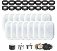 Cat Fountain Filter, Pack of 32 Replacement Filters for Drinking Fountains, 16 Pieces Carbon Filter, 16 Pieces Foam Filter, Drinking Fountain for 108 oz/3.2 L and 67 oz/2 L Stainless Steel Drinking