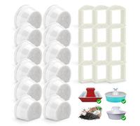 Cat Fountain Filters for PetSafe Drinkwell, 12 Pcs Replacement Carbon Filter Cat Drinking Fountain & 12 Pcs Foam Pre-Filter for Avalon Pagoda 2 Gallon Sedona Seascape Seaside