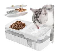 Cat Fountain Water Bowl Stainless Steel, Royal Claws101oz/3L Automatic Pet Water Fountain, Dog Water Dispenser Cat Feeding Watering Supplies with 2 Filters for Cats, Dogs, Pets Blue (White(2 in 1))