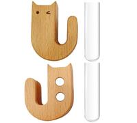 Cat Fridge Magnets | Mini Magnetic Pots for Refrigerators | Decorative Flower Vase in Wood with Glass Tube for People of All Ages Plant Lovers Home Kitchen