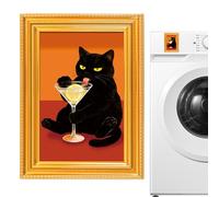 Cat Fridge Magnets - Wooden Frame Decorative Pieces, Feline Artwork, Light Weight Ornaments for Holding, Charming Collection of Decorative Accessories