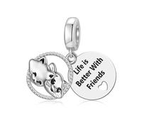 Cat Friend Charm for Pandora Charms Life Is Better With Friends