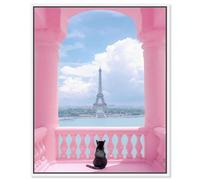Cat From the Balcony Canvas Print Fashion Art by Art Remedy, White Frame, 20 x 24