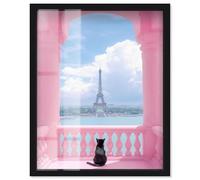 Cat From the Balcony Shadowbox Print Fashion Art by Art Remedy, Black Frame, 24 x 30