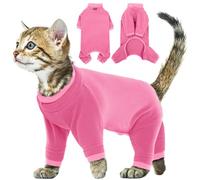 Cat Full Body Recovery Suit, Soft Anti Lick Onesie for Cats Bengal Body Suit with Larger Opening(Pink, S)
