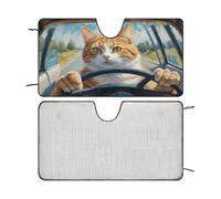Cat Funny Auto Sun Shade Two Cats Print Car Front Window Sunshade Windshield Visor for Protector Decor 51"x28"