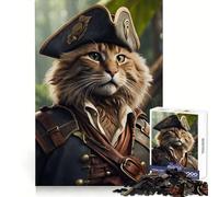 Cat Funny Pirates Jigsaw 1000 Pieces for Teenagers Cognitive Memory Tranquil Pastime Exact Cut Joyful Xmas (38x26cm)