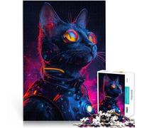 Cat Game Neon1000 Pieces Puzzles for teenagers Stress Reliever Difficult Challenge Every Piece is Unique - Challenging Family Fun Game 38x26cm