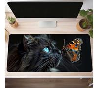 Cat Gaming Mouse Mat Black Large Mouse Pad 900x400x3mm XXL Mousepad Desk Mat Improved Precision and Speed Rubber Base for Stable Grip on Smooth Surfaces Table Pad PjY7035 M-6