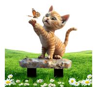 Cat Garden Decoration | Decorative Garden Stakes - Two-dimensional Flat Ornaments Chasing Butterflies for Garden Yard Patio Path Party Wedding
