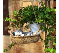 Cat Garden Ornaments Outdoor - Garden Ornaments Outdoor, Sleeping Cat Statue, Kitten Swing Pendant, Resin Swing Cat Statue, Animal Figurine Hanging Decor For Lawn Garden Decoration Cat Lovers Gifts