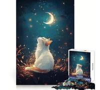Cat Gazing at The Moon 1000 Piece Jigsaw Puzzle for Adults Mind Exercise Cozy Pastime Exact Cut Chic Xmas Gift (38x52cm)