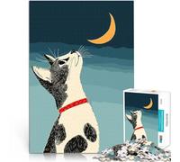 Cat Gazing at the Moon1000 Piece Jigsaws for Adults Puzzle Challenging Game Gifts Every Piece is Unique - Challenging Family Fun Game 38x26cm