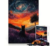 Cat Gazing at The Night Sky Puzzles for Adults 1000 Puzzles Reasoning Skill Relaxed Leisure Sharp Cut Art Xmas Gift (38x52cm)