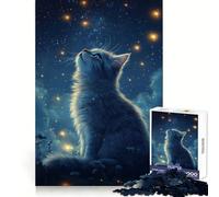 Cat Gazing at The Stars 1000 Piece Jigsaw Puzzles for Adults Mind Training Calm Recreation Laser Cut Unique Xmas Gift (38x26cm)