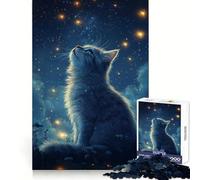 Cat Gazing at The Stars Jigsaw Puzzles 1000 Piece for Adults Thought Training Peaceful Escape Uniform Cut (38x52cm)