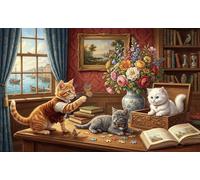 Cat Gentleman 1000 Piece Jigsaw Puzzle,Impossible Challenge,Educational Toy,Premium Cardboard Kittens,Adults & Kids 14+,Home Wall Decor,Gift Idea,Stress Relief 52x38cm