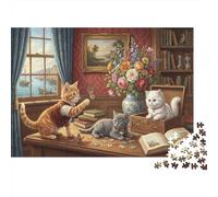 Cat Gentleman 1000 Piece Jigsaw Puzzle,Impossible Challenge,Educational Toy,Premium Cardboard Kittens,Adults & Kids 14+,Home Wall Decor,Gift Idea,Stress Relief 52x38cm
