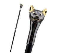 Cat Gentleman Kitten Walking Cane, Removable Two Piece Anti Slip Cane for Seniors People and Limited Mobility 36 In(Black gold)