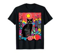 Cat Geometric Animal Colorful Art Drawing Graphic Cat T-Shirt